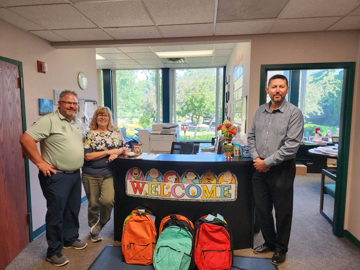 The AT&amp;T Pioneers partnered with Representative Phil Green in delivering  tools for learning backpacks to Columbiaville Elementary, Lapeer Public Scools and Chatfield Eementary for the first day of school.