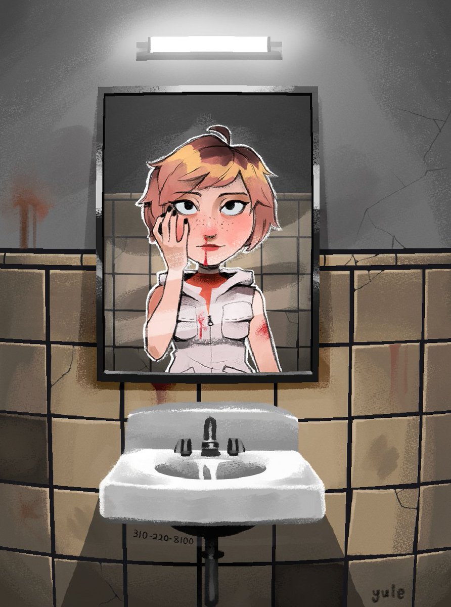 _milkghost_'s tweet photo. heather mason #silenthill this is probably the most difficult background I've ever painted https://t.co/0avYGTy4tu