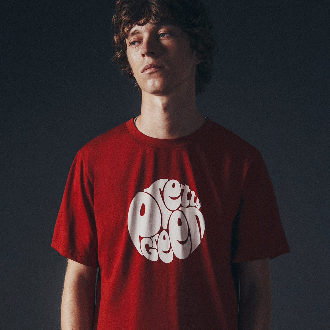 Our original Gillespie Logo T-shirt. Now available to shop in new seasonal colours. #prettygreen | Shop Now > tinyurl.com/46h7wjmf