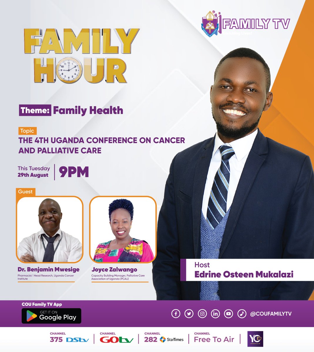 SiimaFiona's tweet photo. We are at it again.  Let's speak into the 4th Uganda Conference on Cancer and Palliative Care with the experts from Uganda Cancer institute and Palliative Care Association of Uganda on Family TV tonight at 9:00pm. https://t.co/LNjiFbQZE0