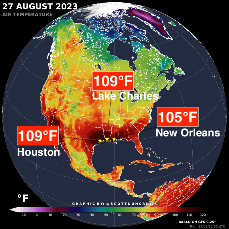ScottDuncanWX's tweet photo. The heat has been incessant in the oceans and on land around the Gulf of Mexico. All-time records have been falling. Very oppressive and long-lasting heatwave. https://t.co/W572XxGyRR