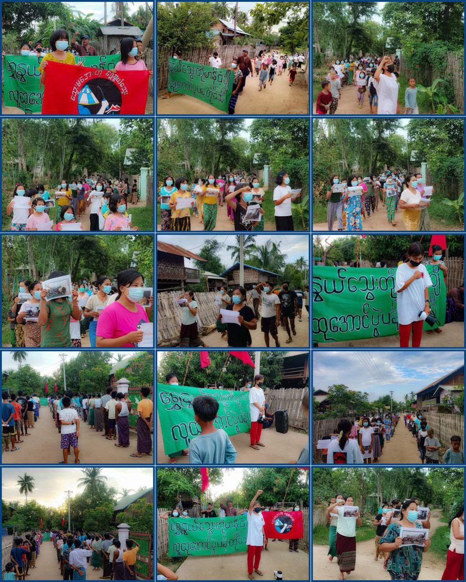 hnaungkyoe94's tweet image. Local residents led by Shwe Nwe Thway Public Strike Column #marched and demonstrated against #MilitaryDictatorship in #Yinmarbin Twp on August 29. #WhatsHappeningInMyanmar #2023Aug29Coup #WarCrimesOfJunta