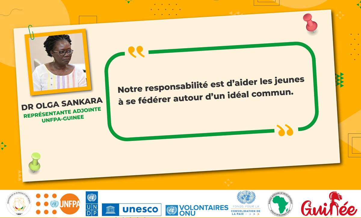 👉👉CNJ GUINÉE 👈👈
<a href="/pvnuguinee/">VNU Guinée</a> 
<a href="/PNUDGuinee/">PNUD Guinée</a> 
<a href="/MJS_GN/">Ministère de la Jeunesse et des Sports</a> 
<a href="/PBF_Guinee/">Fonds pour la Consolidation de la Paix-Guinée</a> 
<a href="/unfpa_guinee/">UNFPA GUINEE</a>
