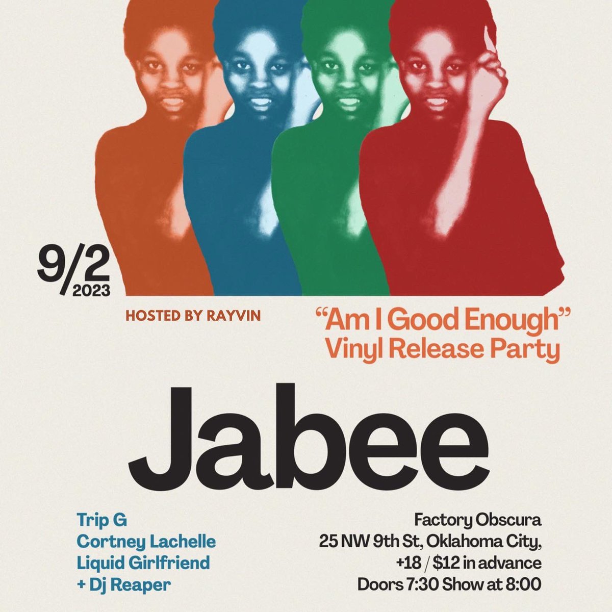 mynameisJabee's tweet photo. Saturday night  I’m having a Party with @clerestoryav to celebrate “Am I Good Enough”  being release on Vinyl! The party is at @FactoryObscura ! Got some homies performing too! @tripgofficial , Cortney Lachelle , Liquid Girlfriend @DJ_Reaper247  hosted by Rayvin! https://t.co/euKnm7xazh