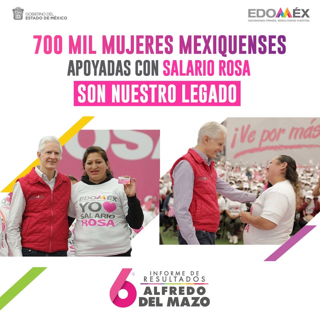 El #SalarioRosa apoya a más de 700 jefas de hogar mexiquenses, formando parte de los #LegadosEdoméx. #6toInformeEdoméx.