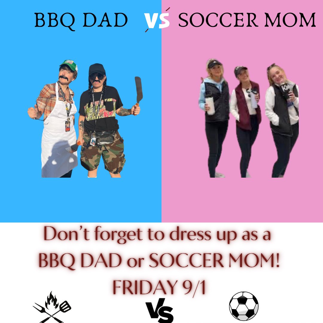 lewisvillestuco's tweet photo. Don’t forget to dress up this Friday either as a bbq dad or a soccer mom! #lhsstuco https://t.co/u4dzLT3M9V