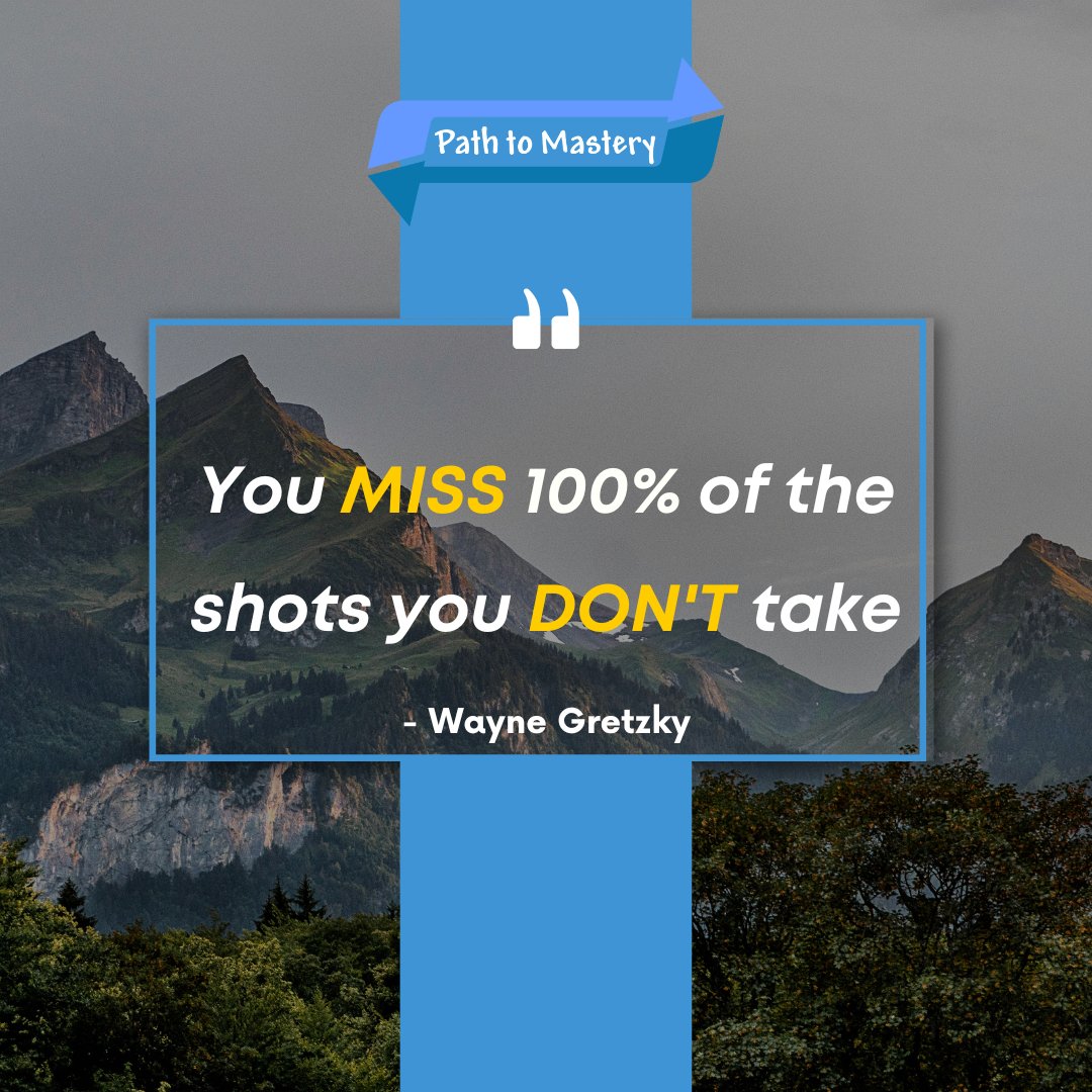 davidihill's tweet image. In the journey to success, every step counts. Don't let hesitation hold you back. After all, you MISS 100% of the shots you DON'T take. #pathtomastery #successmindset
