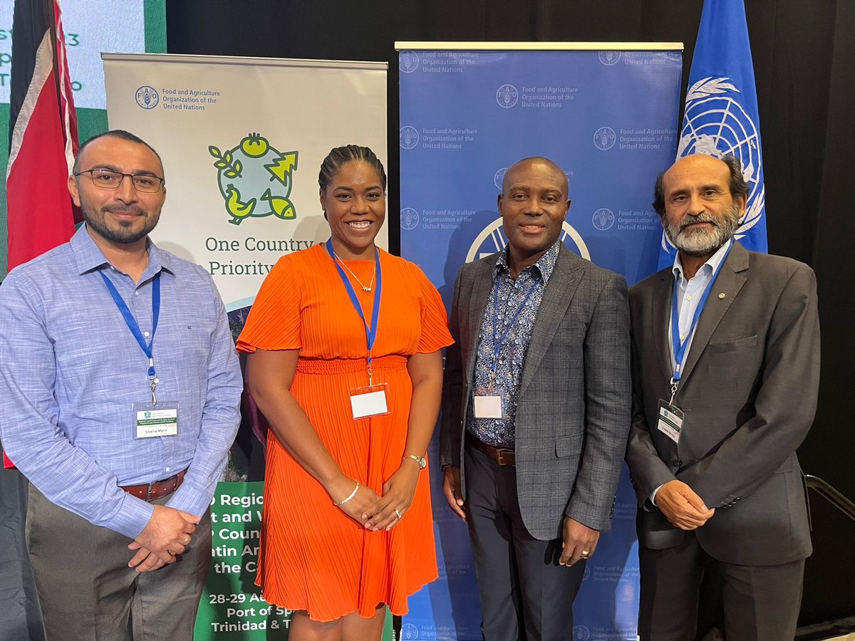 FAO Representative Dr <a href="/Crispim_Moreira/">Crispim Moreira</a> &amp; his team from Jamaica, Bahamas &amp; Belize participated in the One Country One Product (OCOP) regional event in Trinidad &amp; Tobago. OCOP promotes sustainable food systems through the development of Special Agricultural Products.

<a href="/moafjm/">Min. of Agriculture, Fisheries & Mining, Jamaica</a>