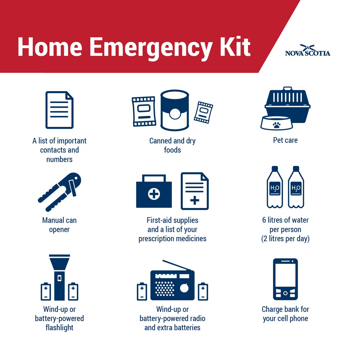 nsgov's tweet photo. Franklin’s path has moved further from Nova Scotia, but we are still in hurricane season. Now is a good time to prepare an emergency kit with enough food, water and medicine for your family for at least 72 hours. Here is a checklist for your emergency kit: https://t.co/6Z1qr7NbYW https://t.co/UHoc2EZRzw