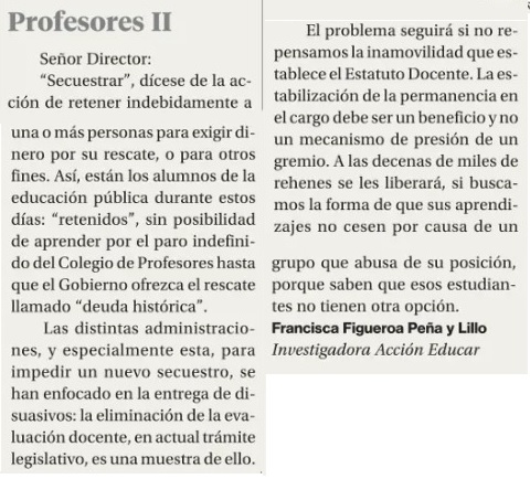 franfigueroapyl's tweet photo. El anhelo de mejorar la educación pública es pura palabrería si no logramos poner solución a la presión ilegítima de unos cuantos que dicen representar el profesorado. No es así, y su paro sólo causa un inmenso daño. Hoy sobre esto en @La_Segunda https://t.co/uDBdXtpzMe