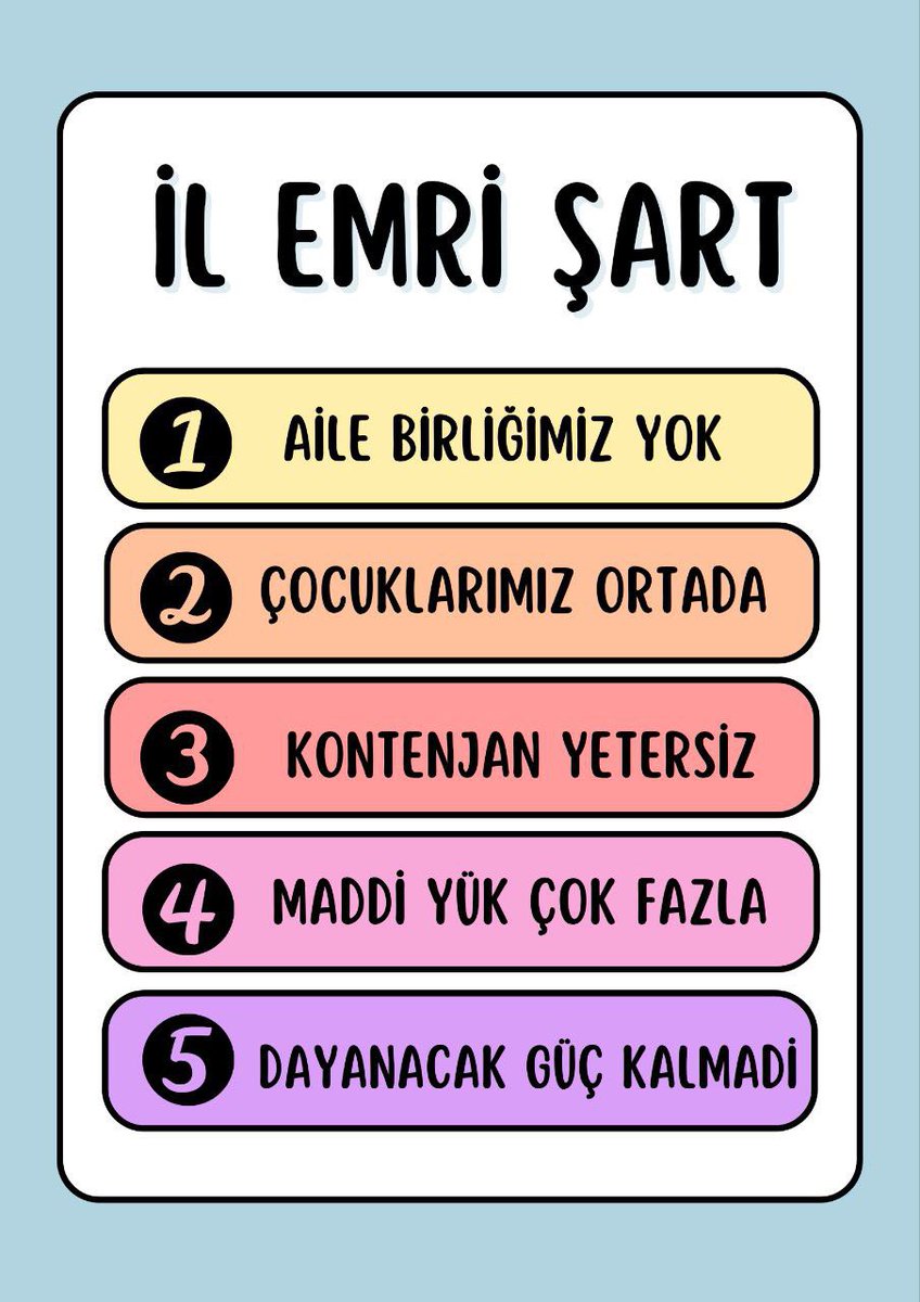 Saygıdeğer devlet büyüklerim biz ailesinden ayrı öğretmenleriz. Mazeret tayinimiz olmadı. Ailemize kavuşmamızım tek yolu İL EMRİ. 

#ilemrivakti
<a href="/tcbestepe/">T.C. Cumhurbaşkanlığı</a>
<a href="/RTErdogan/">Recep Tayyip Erdoğan</a>
<a href="/tcmeb/">Millî Eğitim Bakanlığı</a>
<a href="/Yusuf__Tekin/">Yusuf Tekin</a>
<a href="/dbdevletbahceli/">Devlet Bahçeli</a>
<a href="/ahaber/">A Haber</a>
<a href="/atvcomtr/">atv</a>
<a href="/anews/">ANews</a>
<a href="/banuel/">Banu EL</a>
P