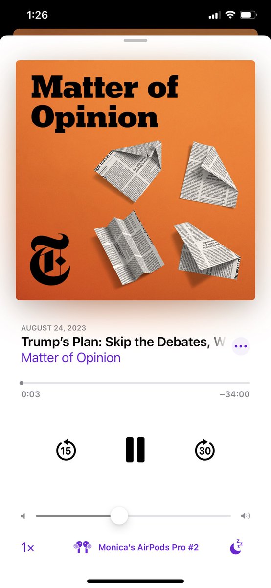 I have so enjoyed “Matter of Opinion” by @nytopinion! It’s original and directly linked to the core mission of this part of the newspaper, it’s not outside purchased just to fill the audio app, it’s smart, it’s witty and it’s so fun to listen! Recommend!