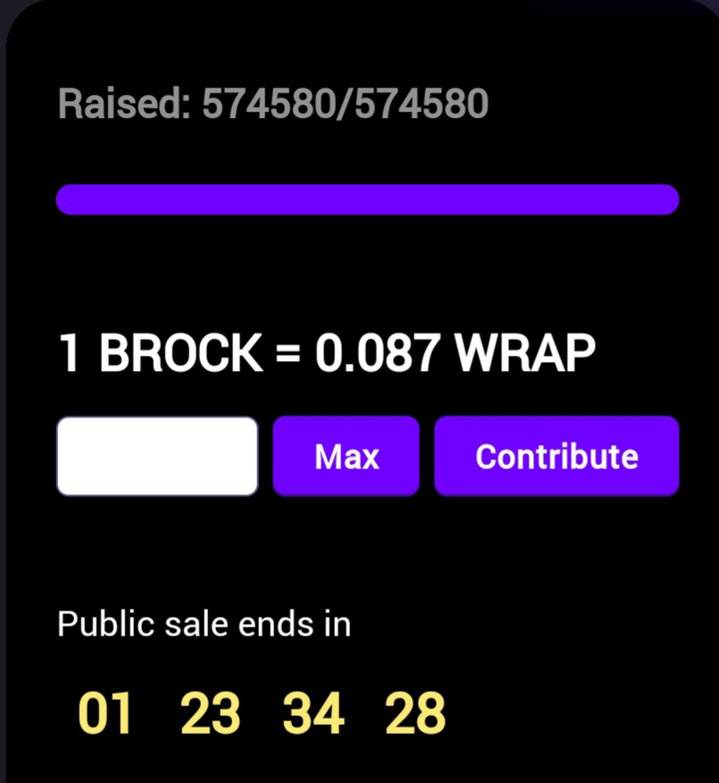 The second project on the $BROCK ecosystem just had it's presale!

The presale has been filled within 30 mins. 
Congratulations <a href="/Wrapped_PLTF/">Wrapped Platform</a> 

Tomorrow $WRAP will go live on the #bitrock blockchain, for further details follow their socials! 

#blockchain #nft #mainnet #layer2