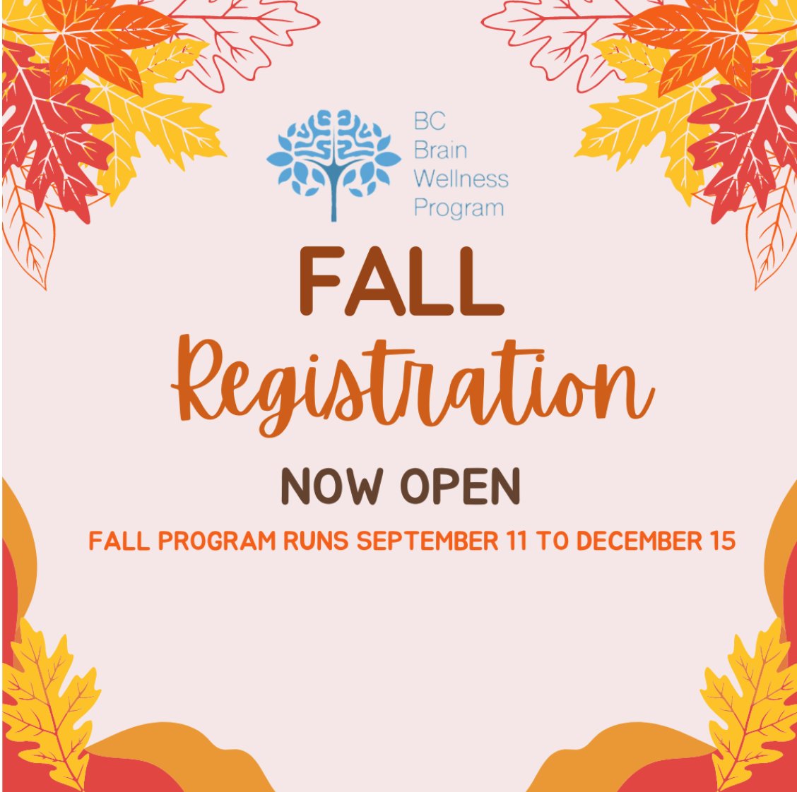 DMCBrainHealth's tweet photo. Registration is now open for Fall 2023 @brain_wellness classes! Learn more and sign up online: https://t.co/oINeUVpLAE https://t.co/vfzJVcwBrJ