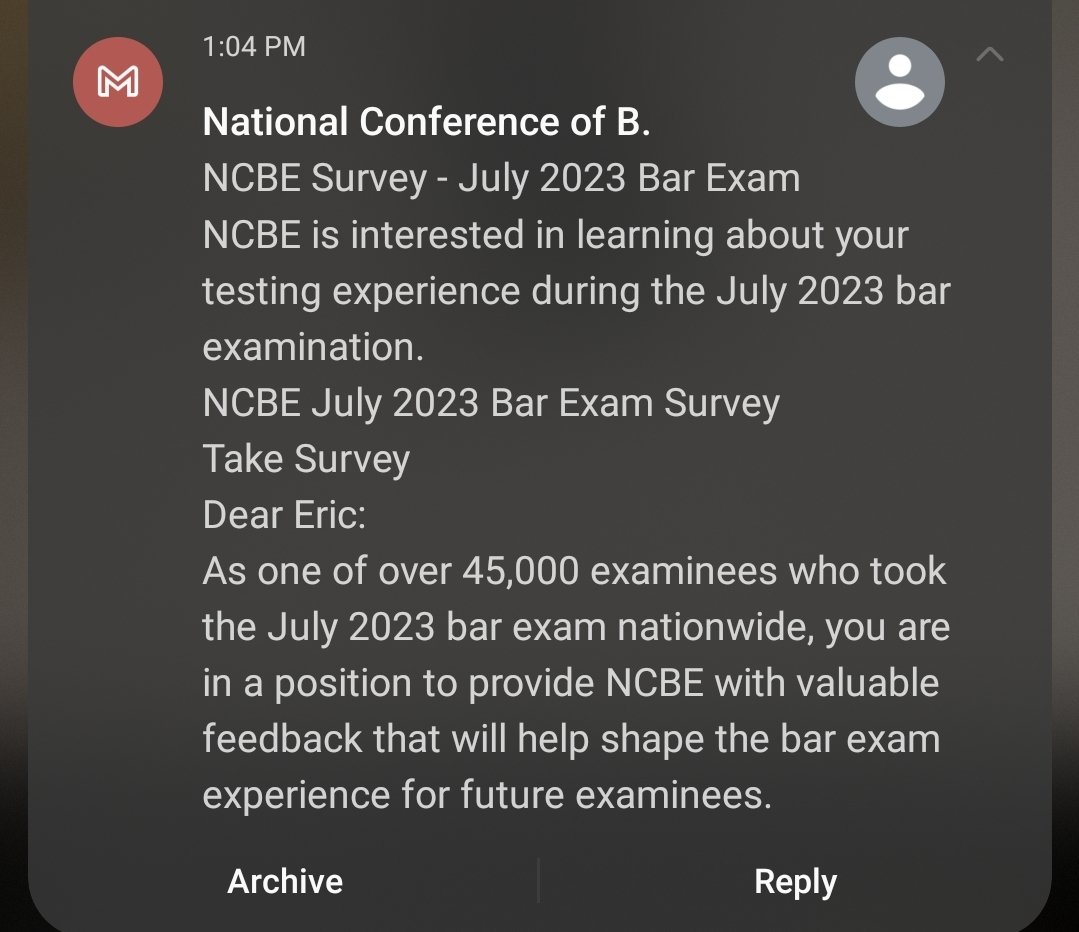 I promise you, I do not want any email from @NCBEX unless it contains bar exam results!