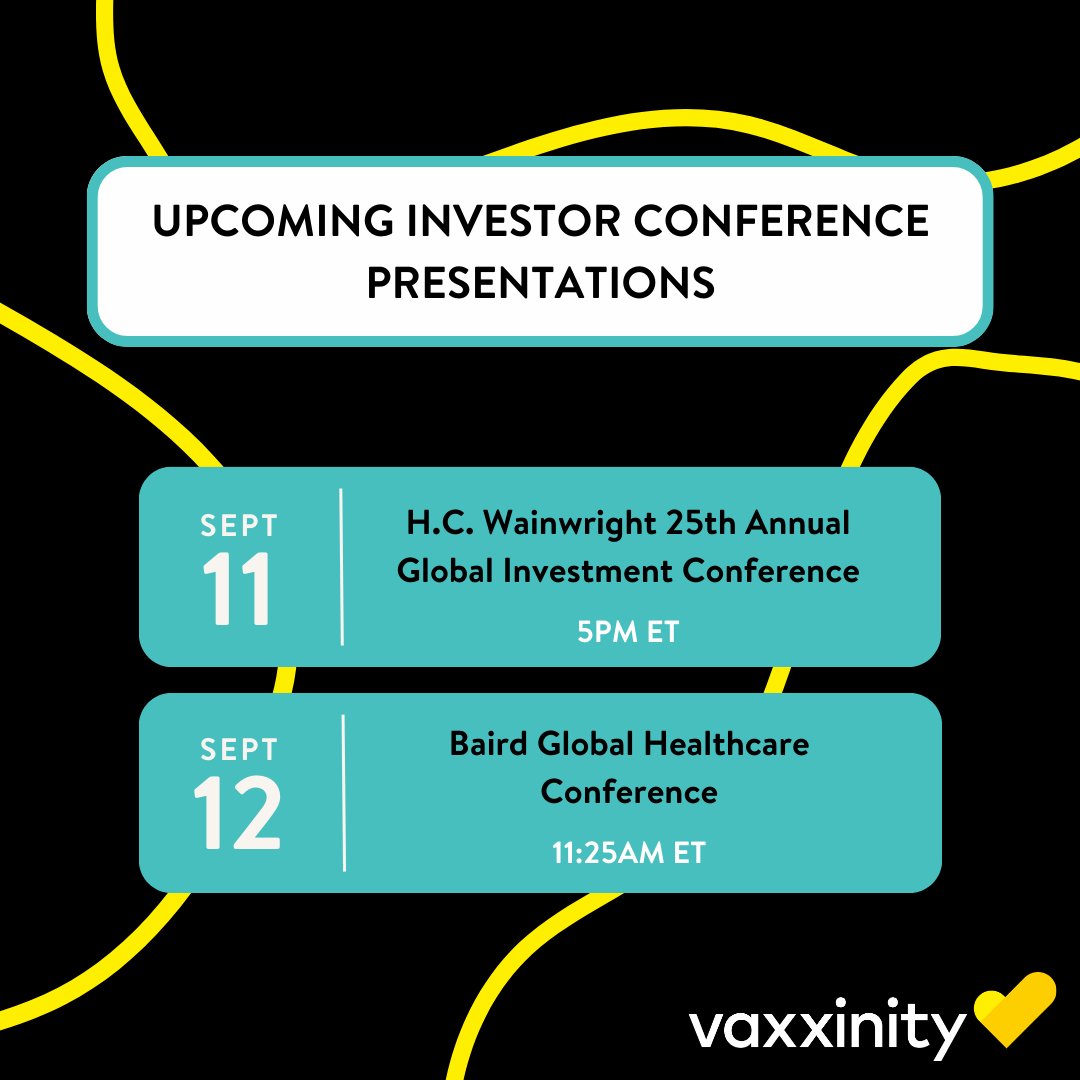 Looking forward to presenting in September. Our H.C. Wainwright presentation will be broadcast live to the public. Tune in! ir.vaxxinity.com/news-releases/…