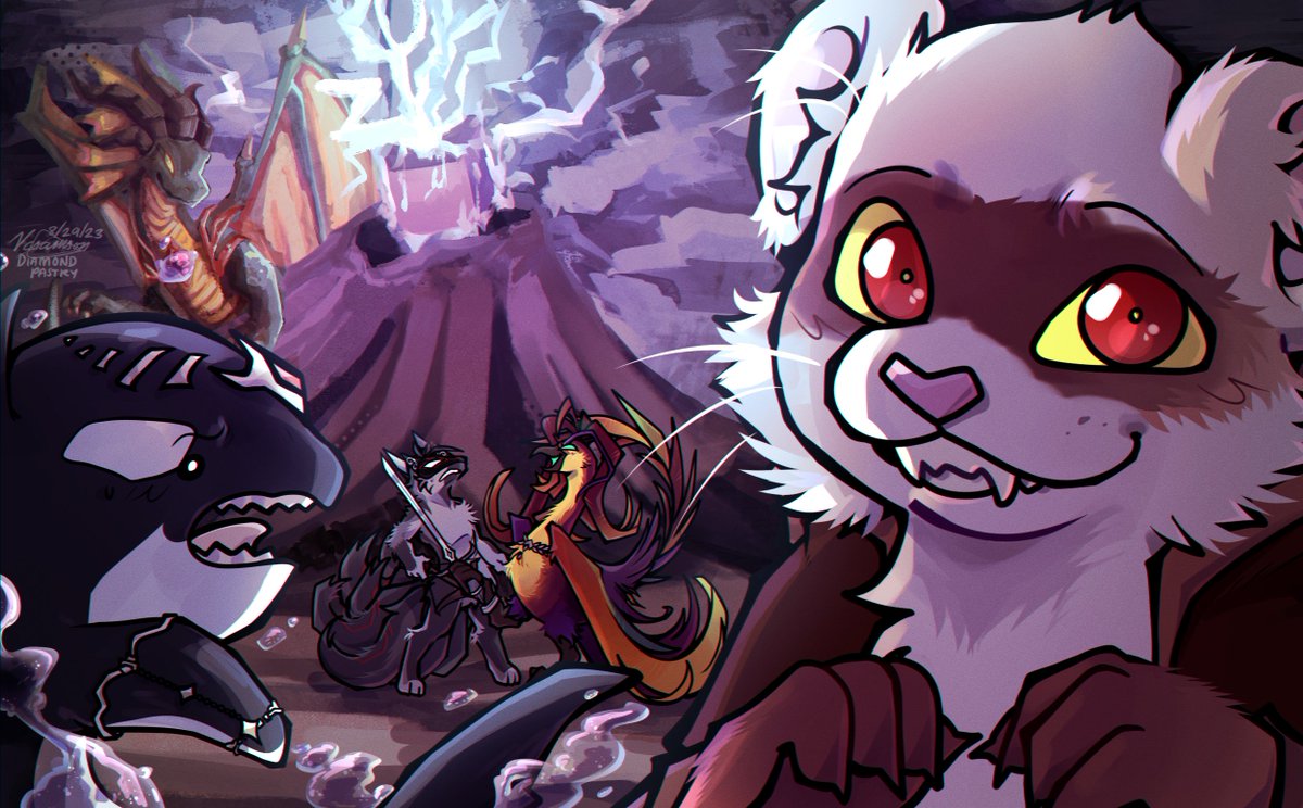 Scene comm for @/Cave_Crawler! This one took awhile 🥺

#art #digitalart #furry #furryart