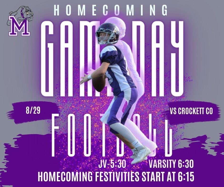 It's HOMECOMING GAMEDAY today, 8/29! JV plays at 5:30, Varsity at 6:30. The Homecoming festivities will begin at 6:15 pm. We hope to fill the bleachers. Tickets are available on Ticket Spicket for $5. Tickets will be $8 at the gate. events.ticketspicket.com/agency/19743d4… 🏈🐾💜 #MilanLife