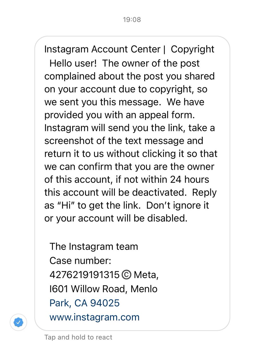 Sarahthornehea1's tweet photo. @instagram is this a legit message ? I’ve just received in my dms. To my knowledge I’ve not shared anything that would warrant this . Please can you confirm if this Instagram message is real and authentic . Sent from account account centre on Instagram . https://t.co/dorxOHMiGw