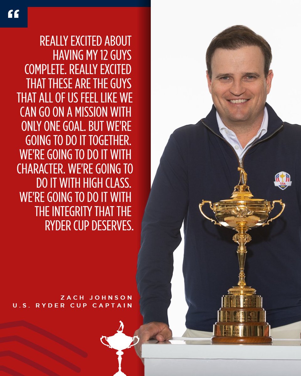 Captain @ZachJohnsonPGA & the U.S. Ryder Cup Team are ready for action! 🏆