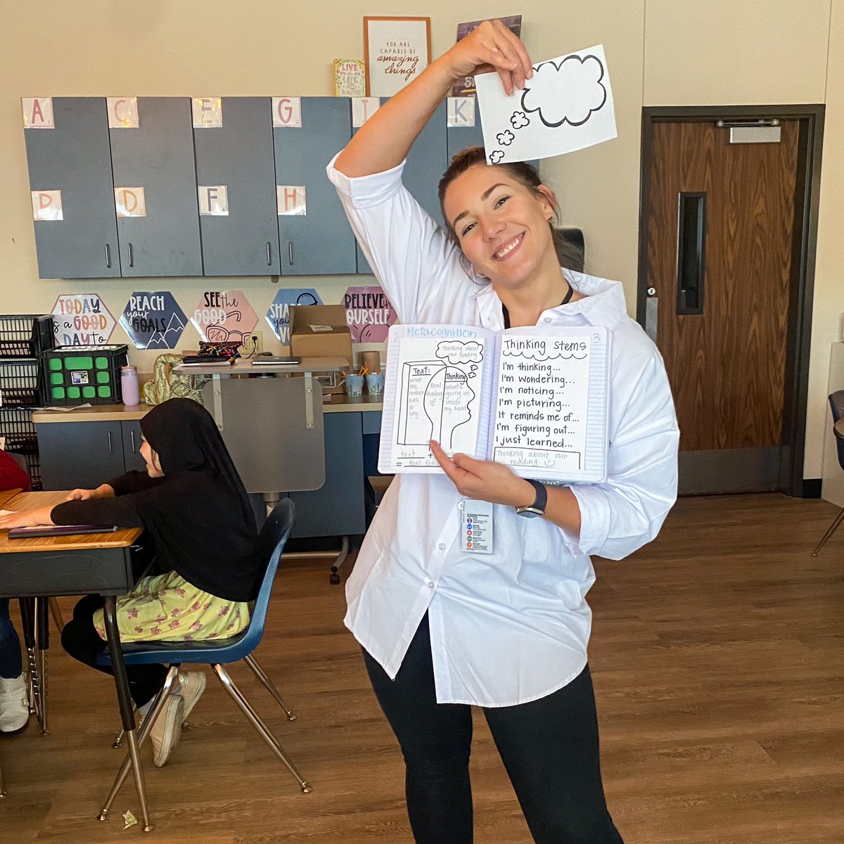 Say it with me…METACOGNITION! 4th grade thinking about their reading using thought bubbles and thinking stems to show their learning 📖💭 <a href="/AikinEagles/">Aikin Eagles</a> #RISDWeAreOne #RISDbelieves