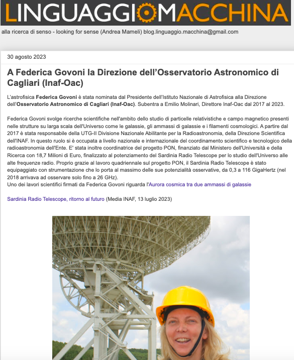 amameli's tweet image. A Federica Govoni la Direzione dell’Osservatorio Astronomico di Cagliari (Inaf-Oac)
#Govoni #INAF #OAC
linguaggio-macchina.blogspot.com/2023/08/a-fede…