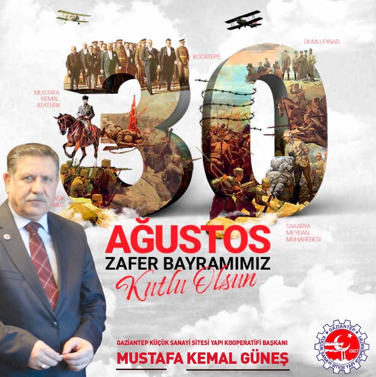 , Mustafa Kemal Ataturkun liderligi ve milletimizin azmi ile kazanılan bu büyük zaferde basta Gazi Mustafa Kemal Atatürk’ü ve vatanı ugruna canlarını feda eden aziz sehitlerimizi minnet ve saygıyla anıyoruz 30 Agustos zafer bayramımız kutlu olsun.