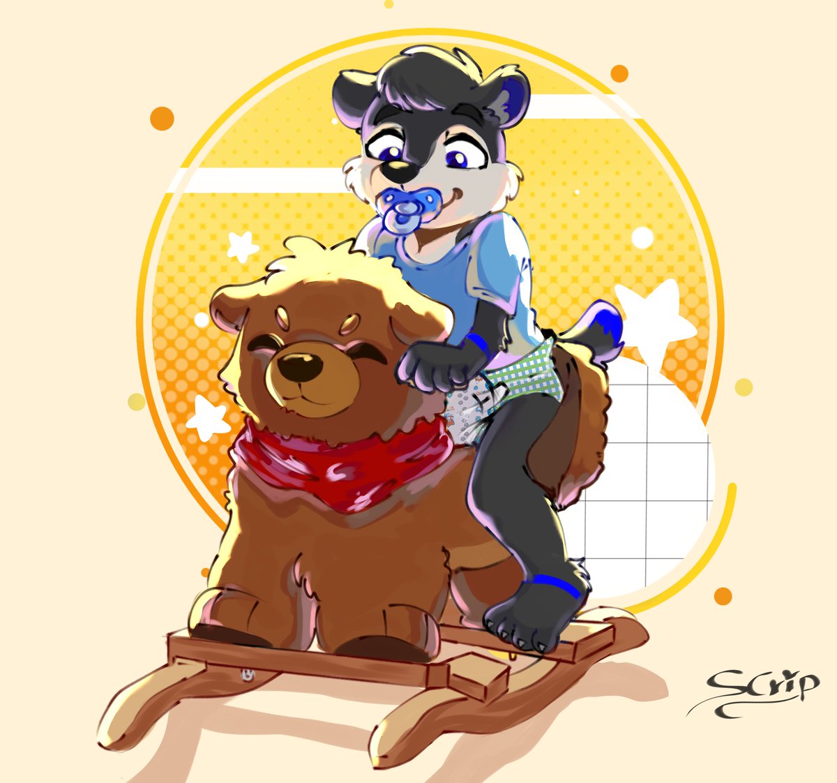 scrapchyps's tweet photo. Other ych finished!!

Thanks to @Codyomega97  @BluuBerries pepper on telegram and @hobby_consolas for also giving me the opportunity to draw their characters🩵🩵🩵

I want to do it again at some point and do better!

#babyfur #sfw #agere https://t.co/iyjVbcjKbG