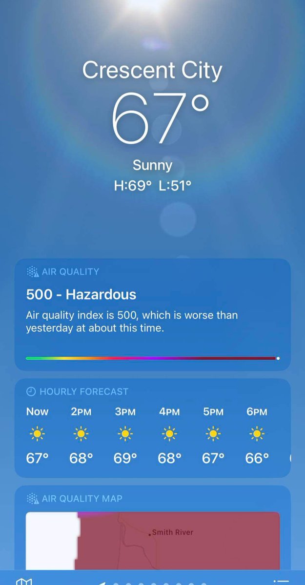 Check out our air quality 😳😬😞

#Smithrivercomplexfire #pnw #NorthernCalifornia #DelNorteCounty