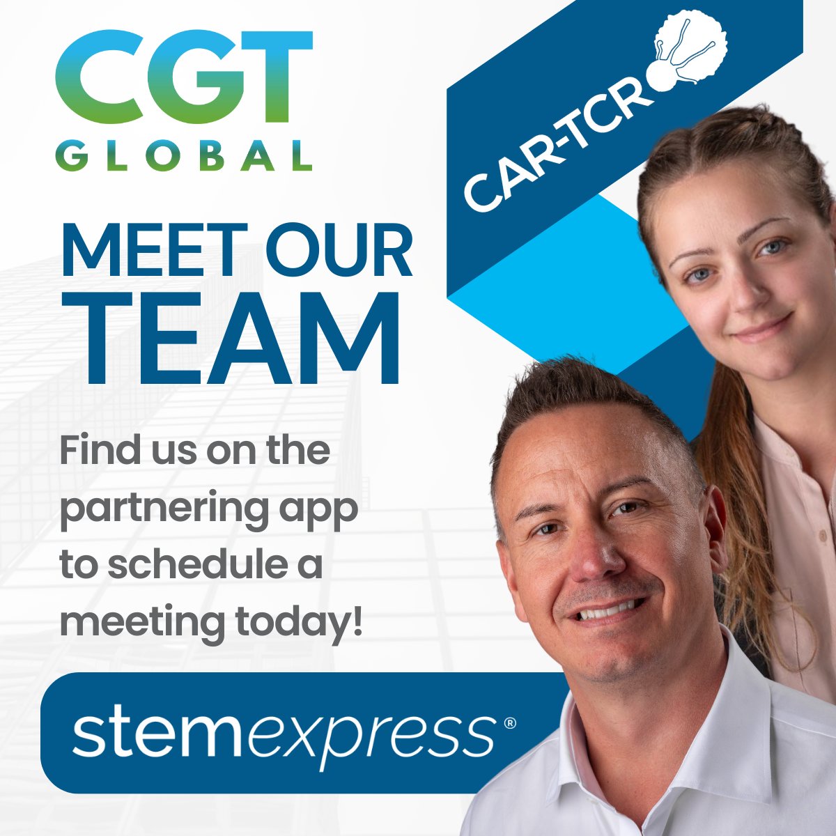 CGT_Global's tweet image. We're thrilled to introduce our dynamic duo, RJ and Eliona, who will make a splash at the upcoming CAR-T Summit conference. 

Have you downloaded the conference app yet? Don't miss this fantastic opportunity to meet our team. 

#CGTGlobal #StemExpress #AdvancingScience  #CARTCR