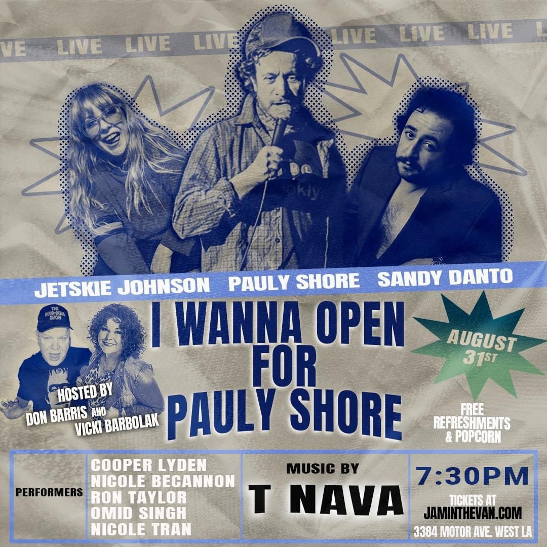 PaulyShore's tweet photo. This Thursday, 5 comics are competing for a chance to open for me! “I Wanna Open for Pauly Shore,” doodzzzz. 

If you're in LA this week, get your tix: https://t.co/bD2x1ffoG2 https://t.co/doRQSCeQkH