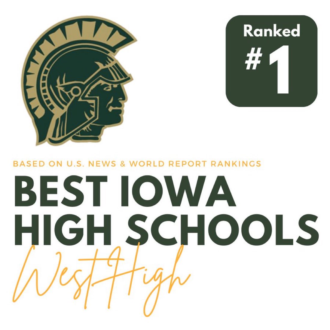 To again be named  the best high school in Iowa and one of the 400 best high schools in the US is a testament to the incredible staff, supportive families, & outstanding students we have at @IowaCityWestHS.  Where Excellence iS a Tradition #BestHighSchools