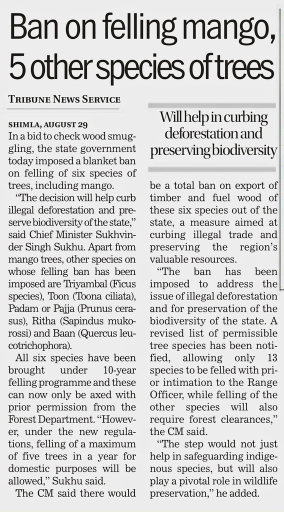 HimachalWisdom's tweet photo. Cracking Down: Himachal Pradesh Government Enforces Ban on Felling Mango and Five Other Tree Species to Combat Smuggling and Preserve Biodiversity.

A prompt reaction to the concerning sight of impounded vehicles in UNA district, transporting illicit wood. https://t.co/nGsJ7lvkaQ