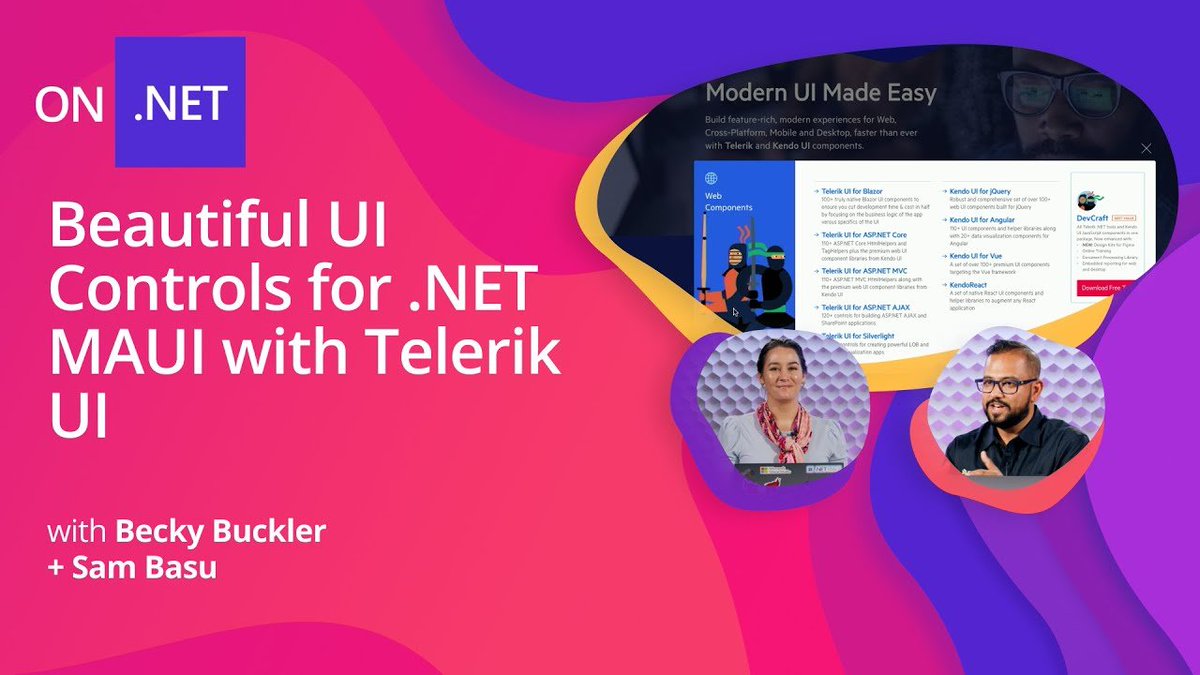dotnet's tweet image. ... continuing with more in the series ...
Today On .NET, @BucklerBecky and @samidip from Progress show off the latest controls for Blazor 🔥 and Blazor Hybrid apps with #TelerikUI. 🎥 msft.it/60109uly0