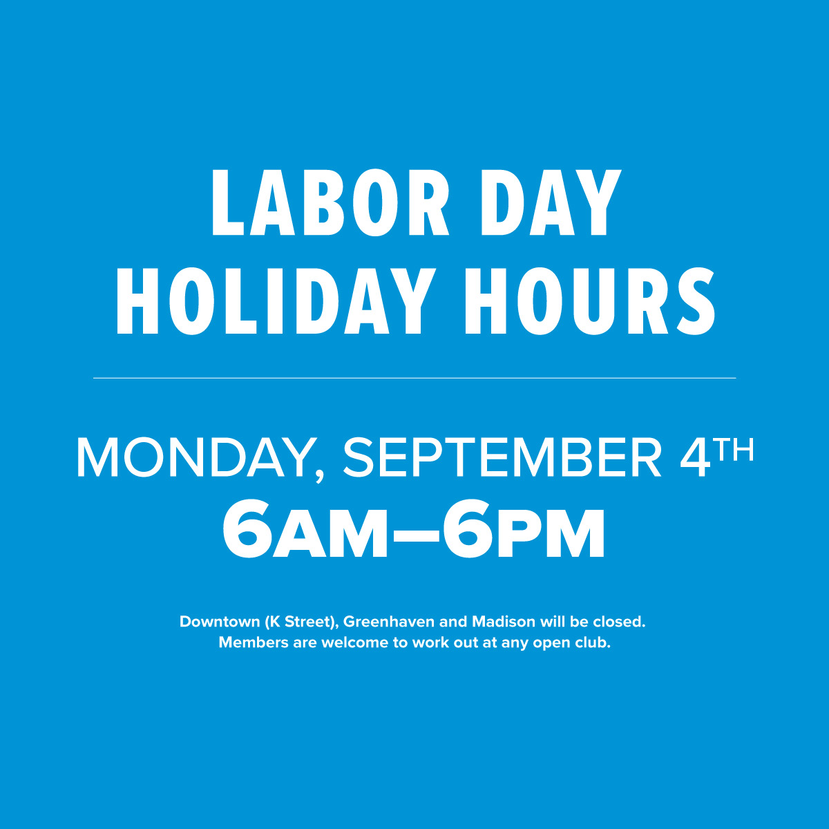 CalFit's tweet image. Come in for a workout on Labor Day! Most clubs will be open from 6am-6pm.

Please check the Cal Fit website or app for modified studio fitness schedules. Morning Child Care and Kidz Klub will be available!