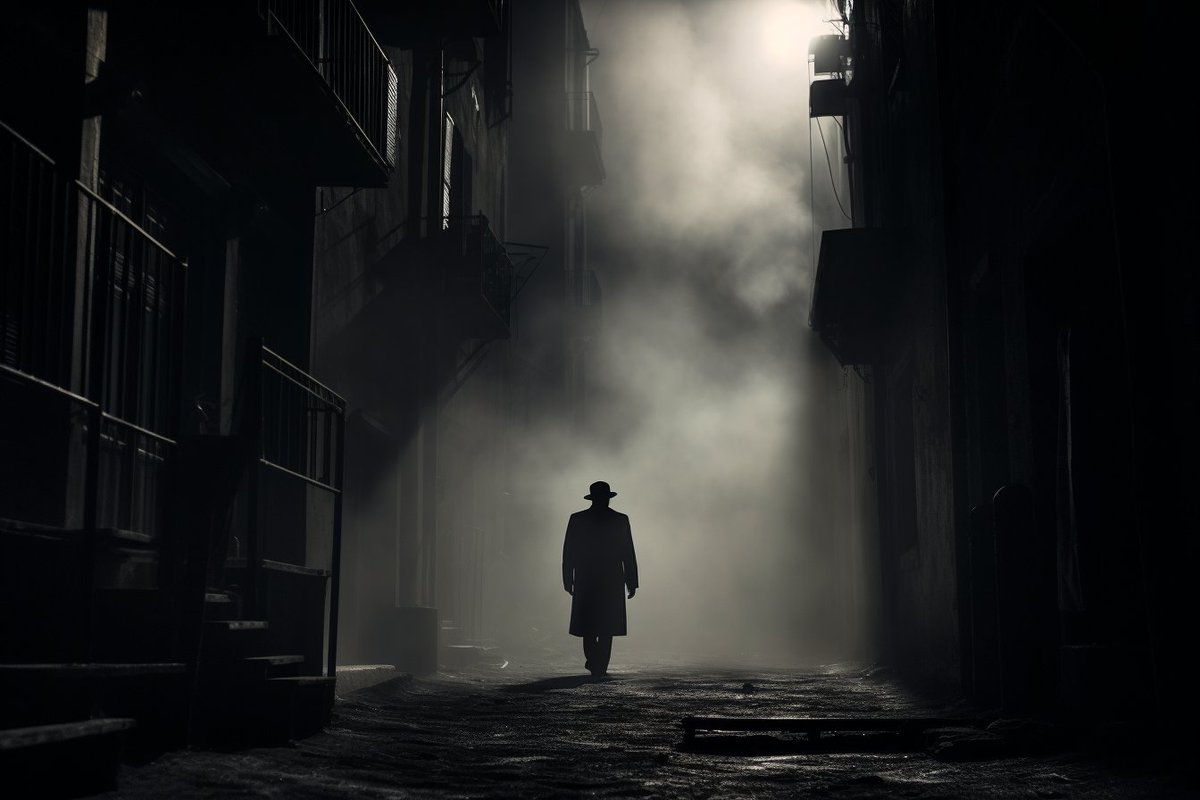 CGouaze's tweet photo. #PromptIdea: "A film noir detective chasing a phantom through a city made of clouds, every alley a gust of wind --v 5.2". Pursuit in the heavens! #Midjourney #AI #ArtTech https://t.co/vvPlDhmy9Y