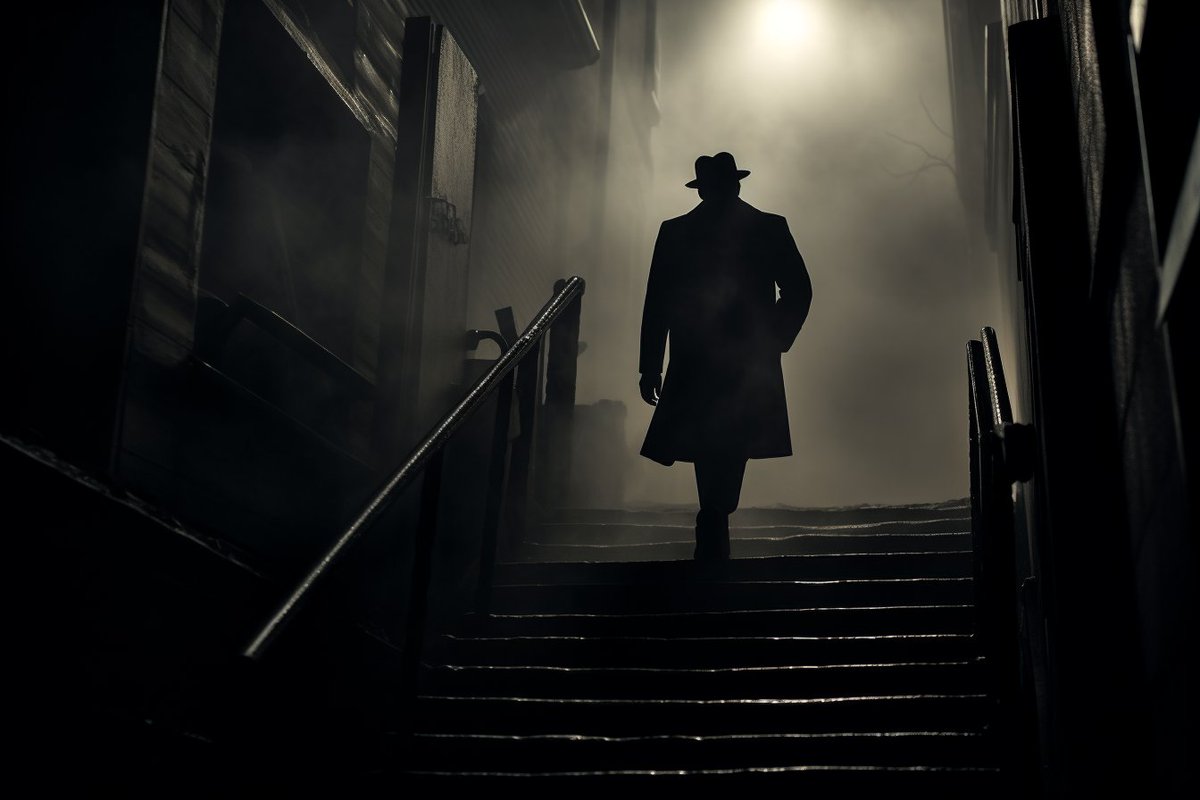 #PromptIdea: "A film noir detective chasing a phantom through a city made of clouds, every alley a gust of wind --v 5.2". Pursuit in the heavens! #Midjourney #AI #ArtTech