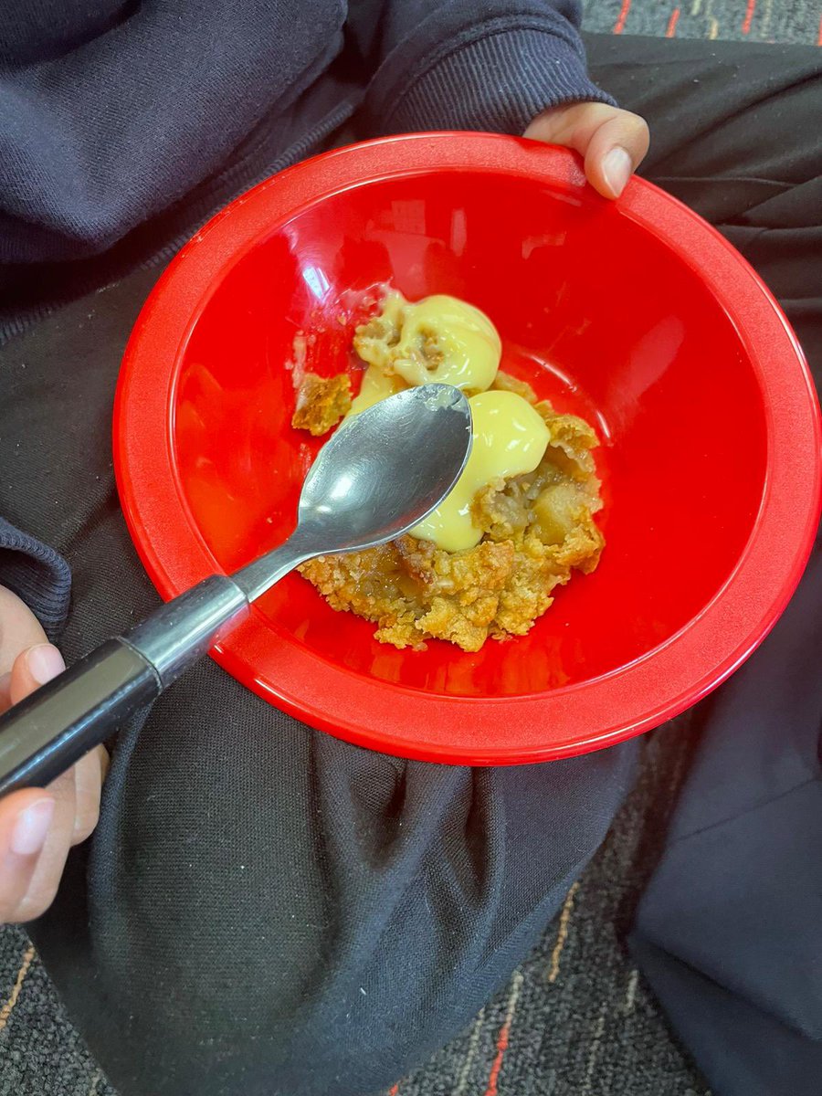 Primary 1 loved using the apples they picked from the playground to make apple crumble. The big question… Custard or no custard? #kidscooking #schoolbakes #kidsbaking #apples #applecrumble