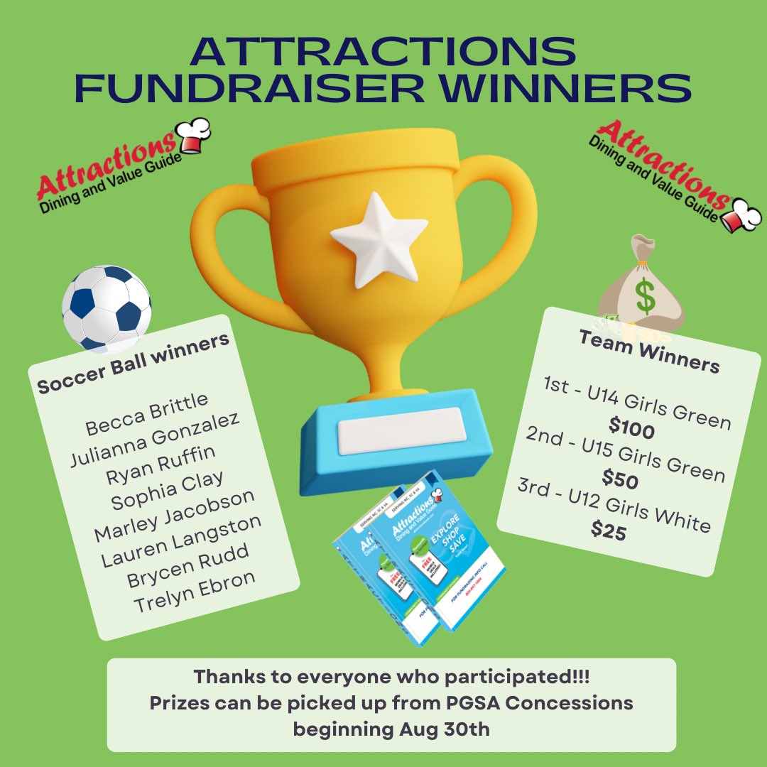 Another successful fundraiser! Thanks to everyone who participated and helped us toward or goal. Special thanks and congratulations to the winners, for going the extra mile.