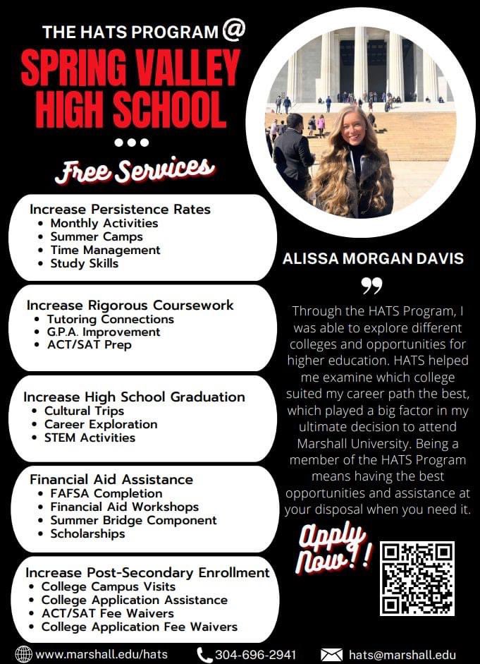 MUHATSProgram's tweet image. The HATS program doing big things at Spring Valley High School!

If you are interested in applying, please visit marshall.edu/hats/sample-pa….