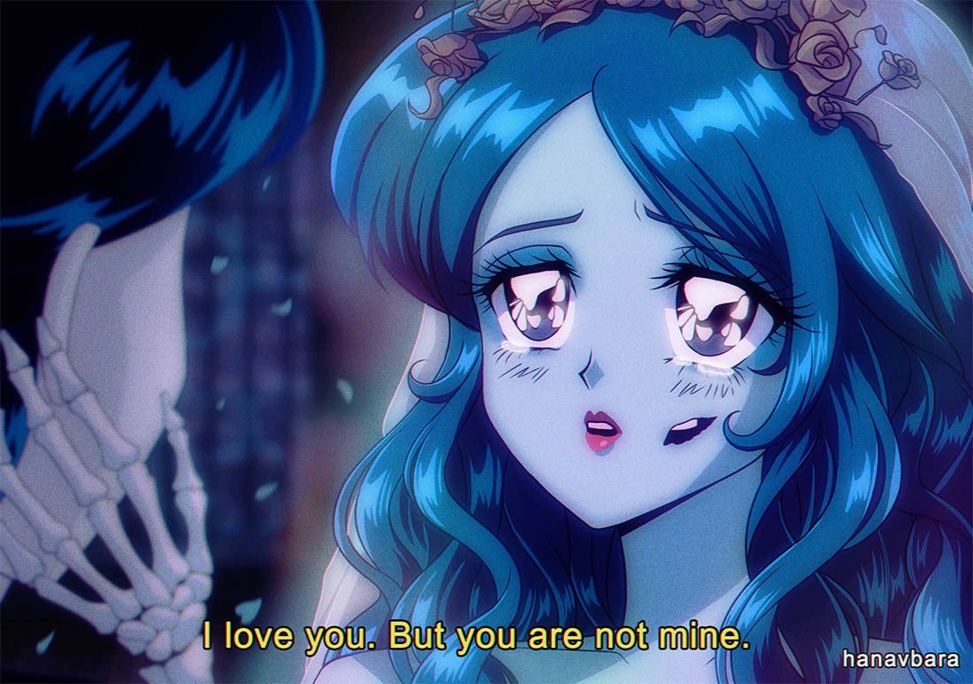 deathndhorror's tweet photo. Corpse Bride as anime 💙 https://t.co/ksUdUaPssO