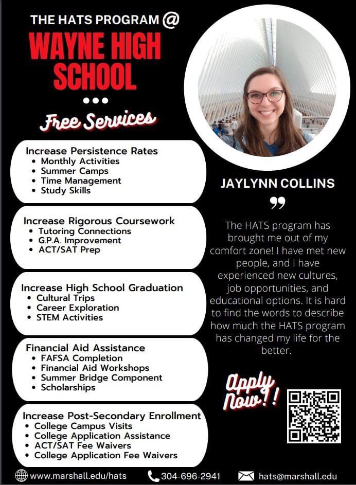 MUHATSProgram's tweet image. The HATS program doing big things at Wayne High School!

If you are interested in applying, please visit marshall.edu/hats/sample-pa….