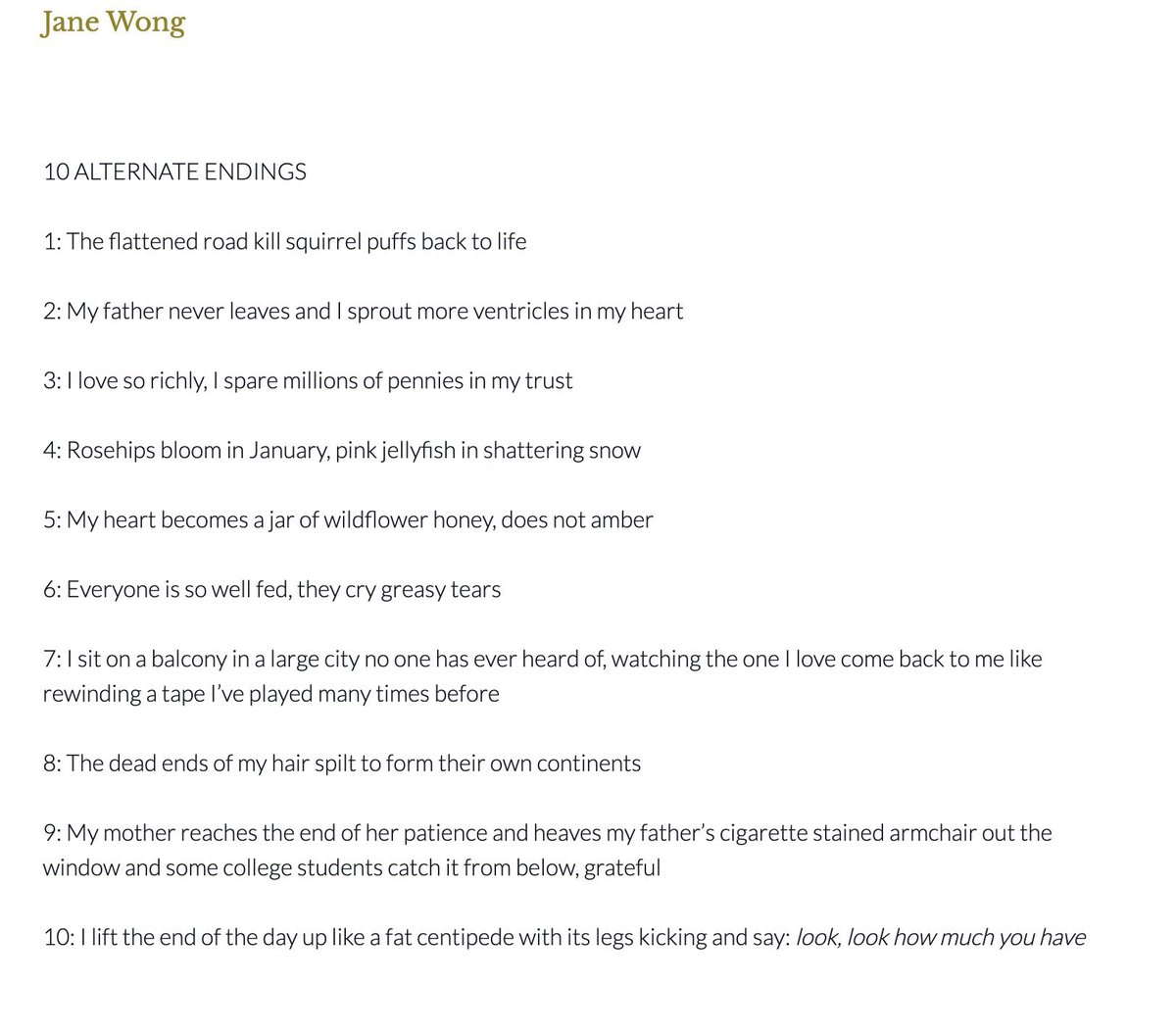 ToddKaneko's tweet photo. I love this list poem by Jane Wong so much it’s ridiculous. 
https://t.co/JITtUAay8K https://t.co/9ZdXb8FfTW