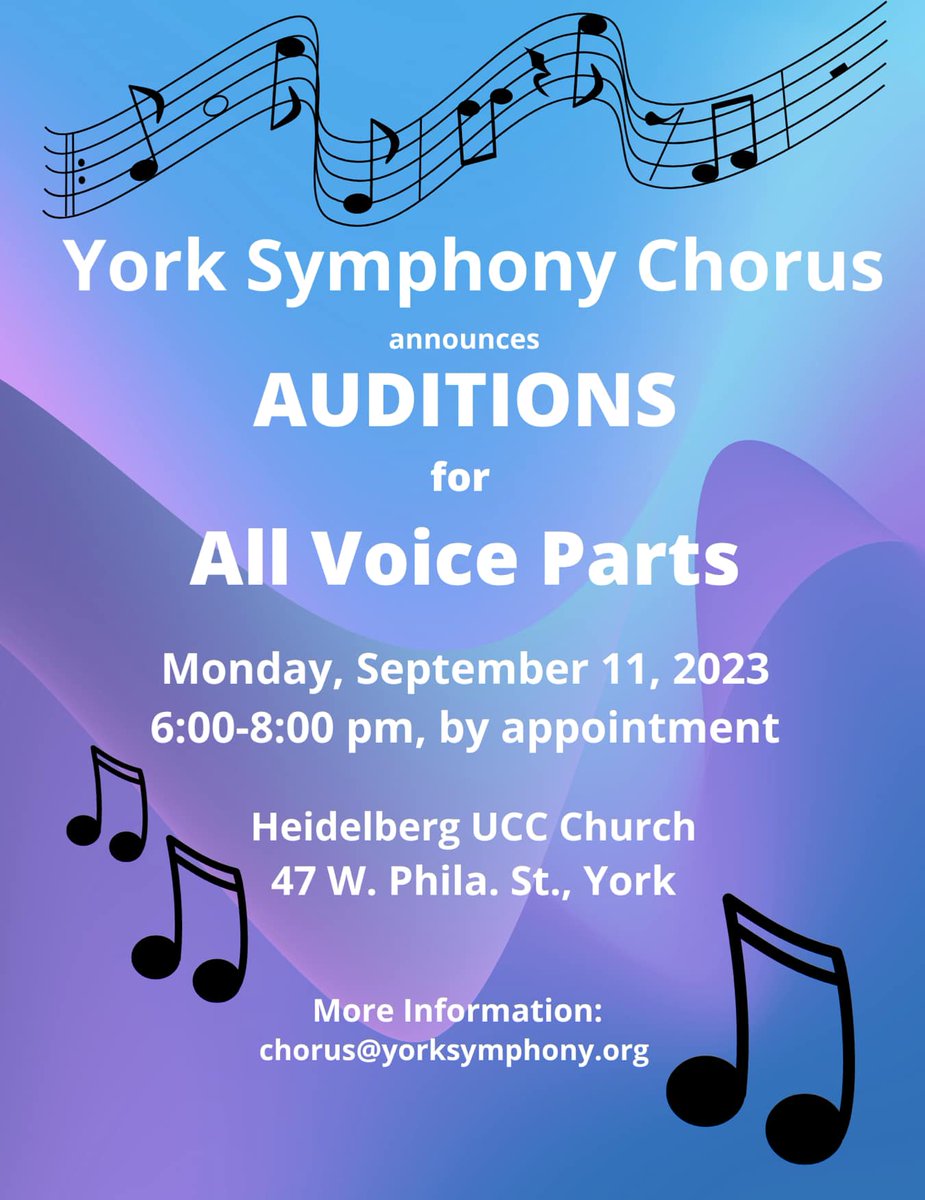 Join the volunteer York Symphony Chorus led by Chorusmaster Kathleen Shannon. Don't forget to sign up!