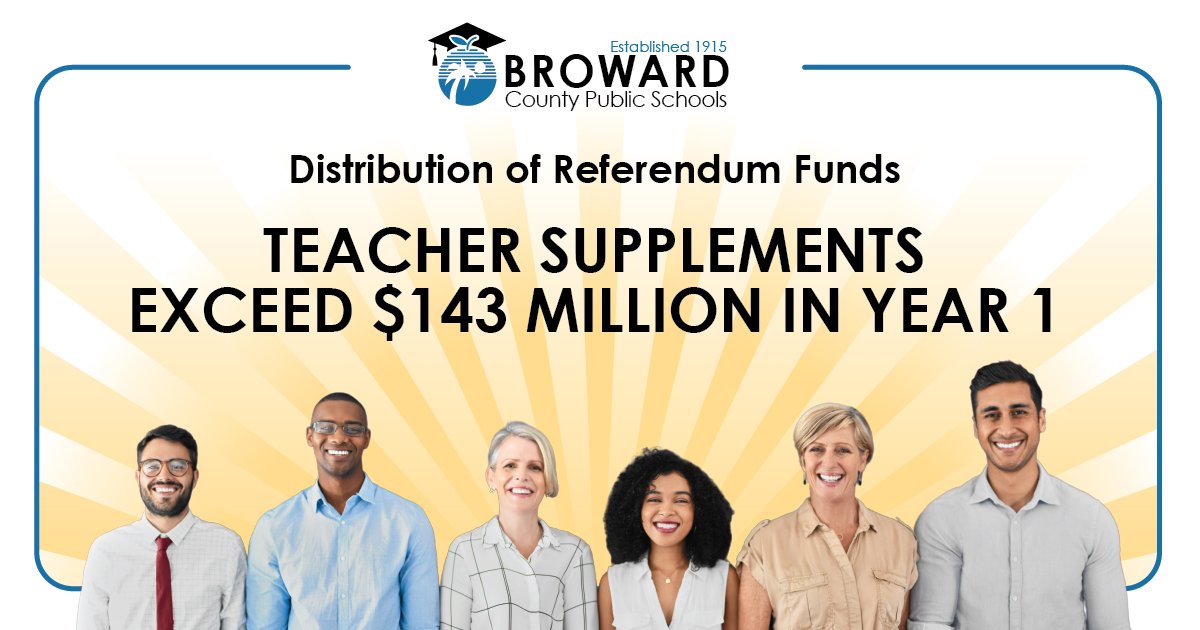 We're thrilled to announce that thanks to Broward taxpayers' approval of the 'Secure the Next Generation' referendum renewal the School Board of Broward County, FL is able to offer our teachers, principals and assistant principals compensation supplements through the next four