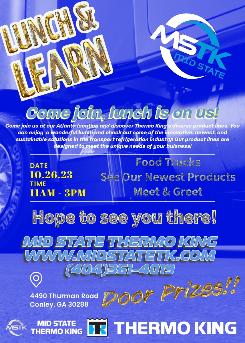 midstatetk's tweet photo. We are having an open house/lunch and learn at or Conley location 10-26-23 from 11am-3pm!!!
We will have:
Food Trucks
Door prizes 
You can also:
Meet &amp; greet with others in the field
See our latest and greatest equipment! https://t.co/KXy2V5du3c