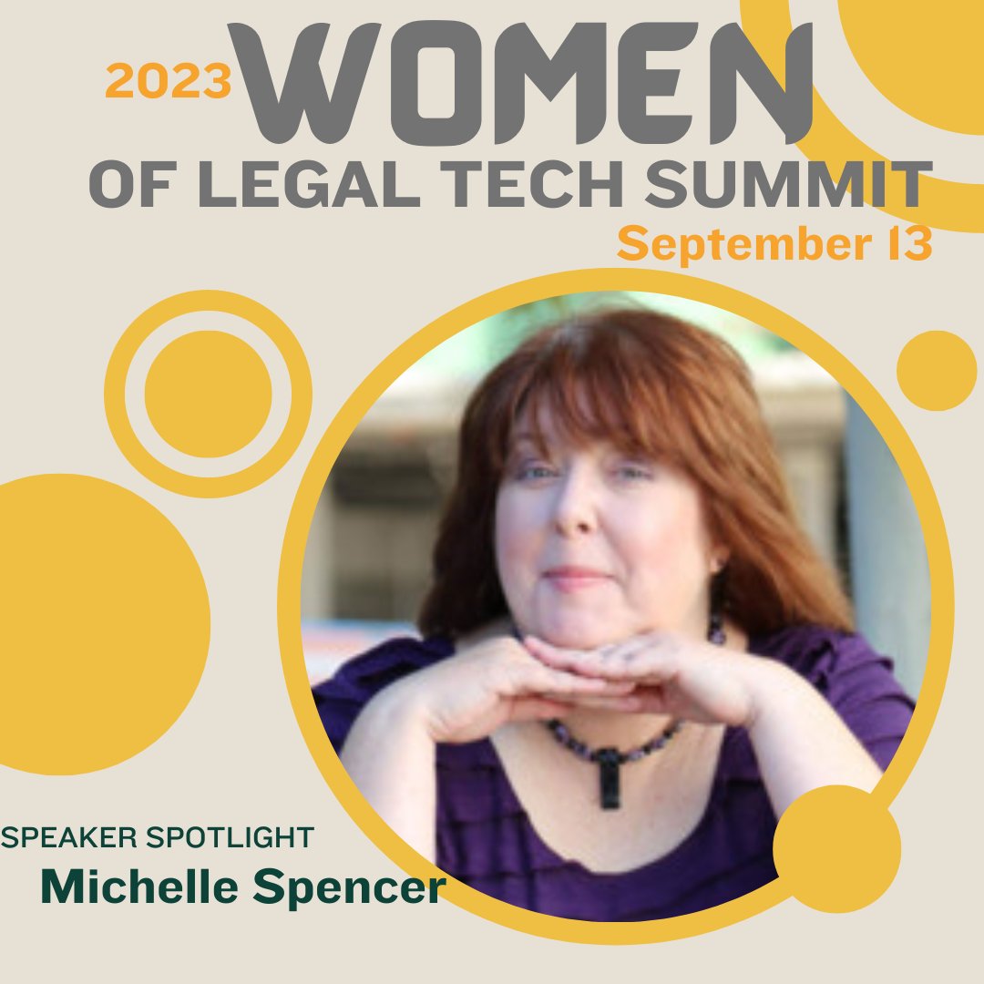 Embrace AI innovation with Michelle Spencer (bit.ly/44sPzJs) in "AI Innovation Doesn’t Happen without Change, So Let’s Get Ready!" at the 2023 Women of Legal Tech Summit. Don't miss this opportunity to learn and connect remotely! Secure your spot: bit.ly/3zx5AkK
