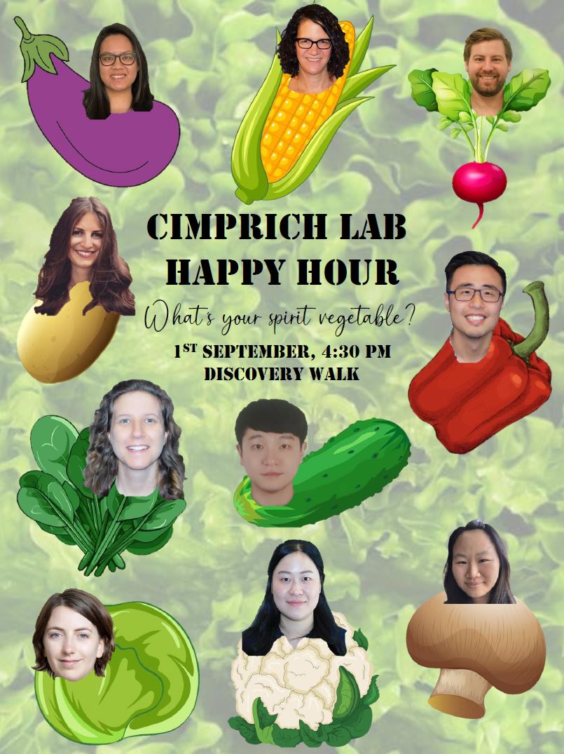 Dear CSB Friends,

We hope you can join the Cimprich Lab Happy Hour scheduled for Friday, September 1st to be held on Discovery Walk!

What: Cimprich Lab Happy Hour
When: Friday, September 1st, 2023
Where: Discovery Walk
Time: 4:30pm

 We hope to see you there!