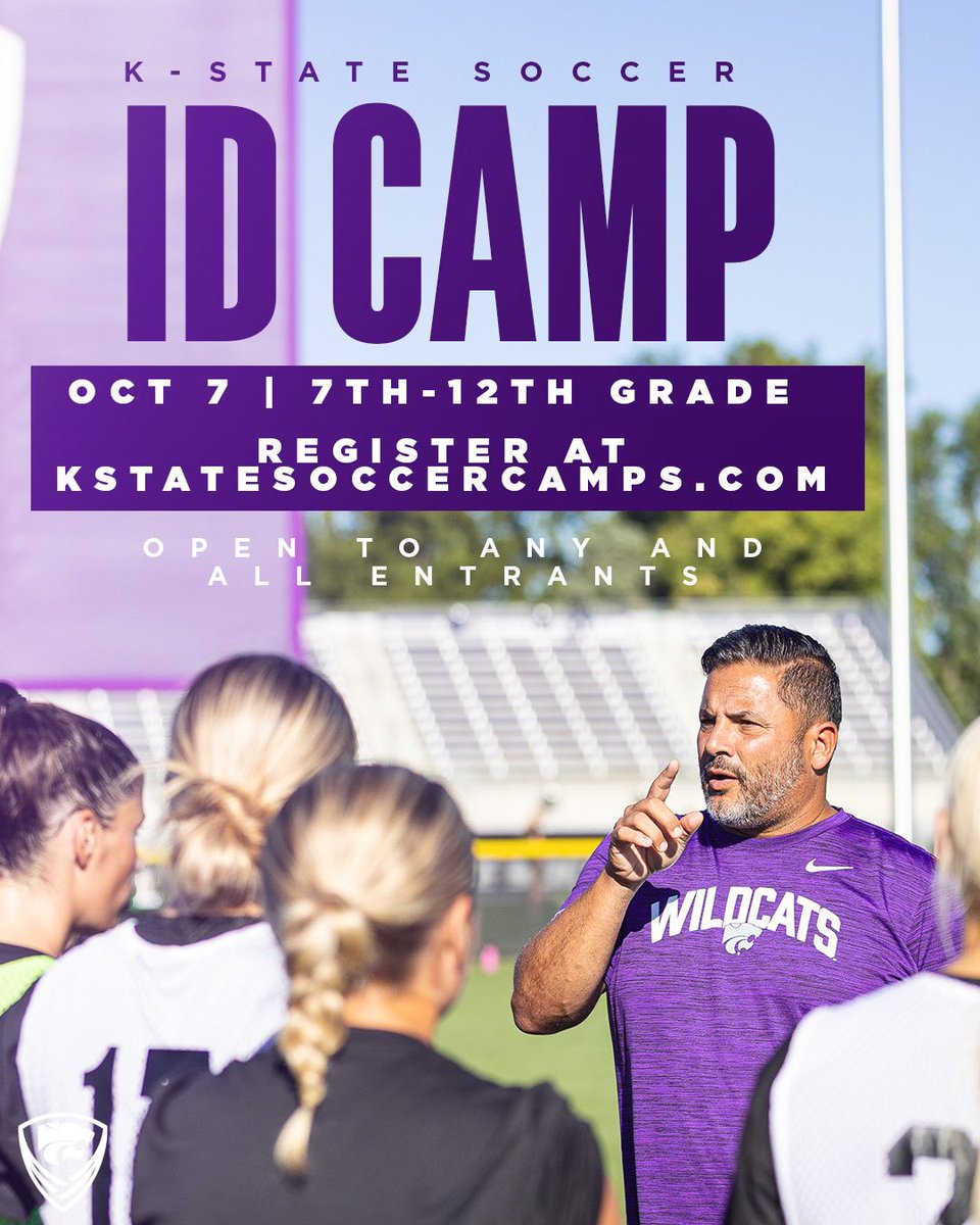 Our Fall ID Camp date is set…would love to see you in October.

Be sure to register soon, only 60 spots available‼️

⬇️⬇️⬇️

kstatesoccercamps.com