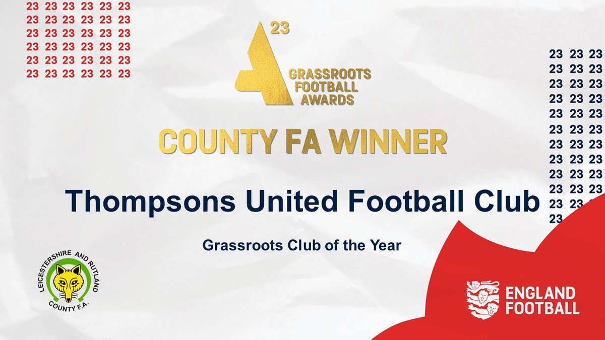 The Grassroots Club of the year 2023 for Leicestershire & Rutland is... 🏆  @ThompsonsUnited 🏆 Congratulations to all involved with the Club! ⚽  #GrassrootsAwards
